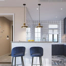 Marble LED Pendant Lights – Modern Elegance Redefined in a stylish kitchen setting with blue bar stools.