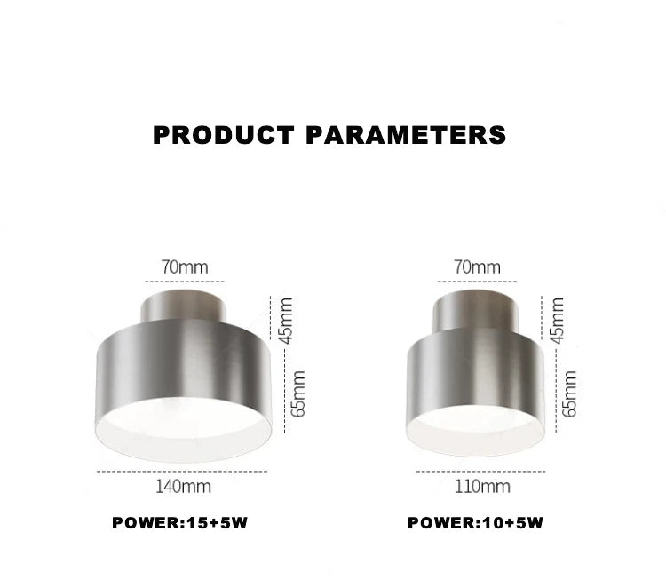 Plafonnier Tambour Moderne en Métal 140mm