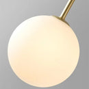 Close-up of frosted glass globe of Modern Magic Beans 4-Head Gold LED Chandelier – Sophisticated Ceiling Light.