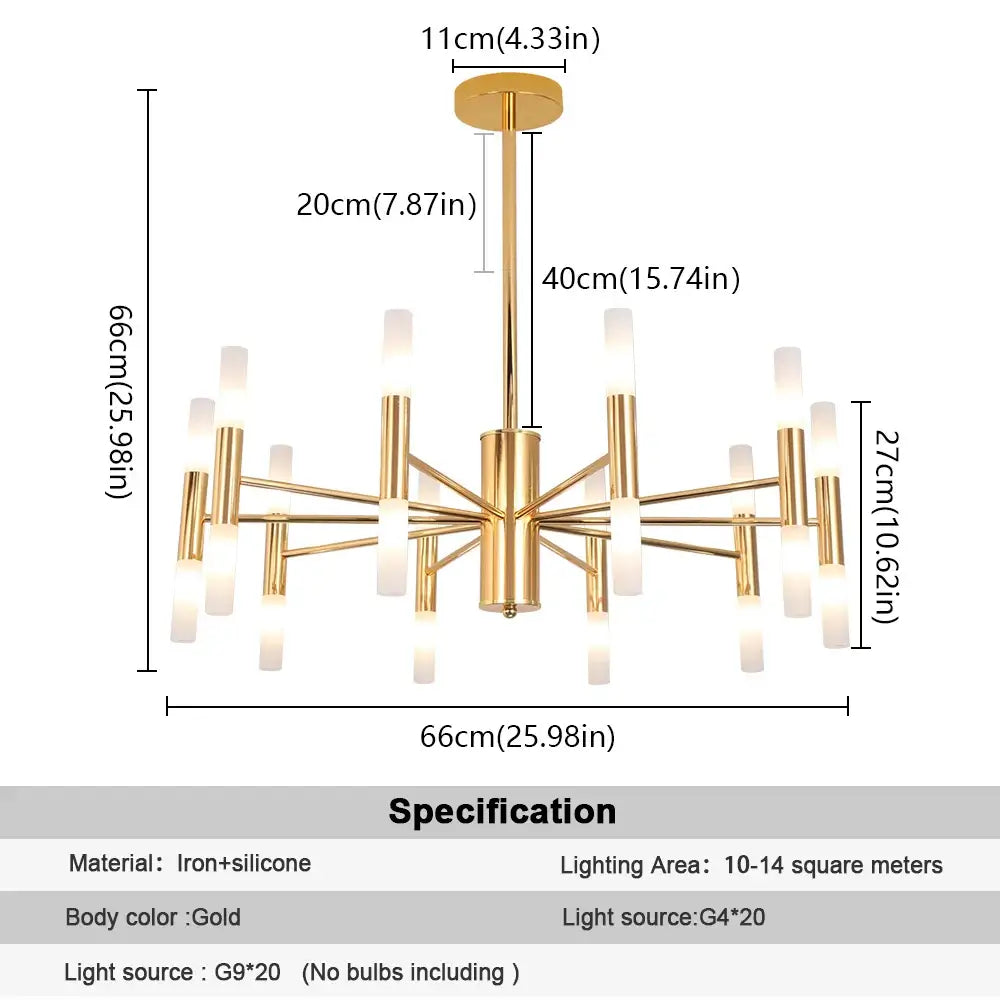 Modern Gold LED Chandelier – 20-Head G4 Luxury Ceiling Light for Living Room & Hotel Lobby, elegant gold design.