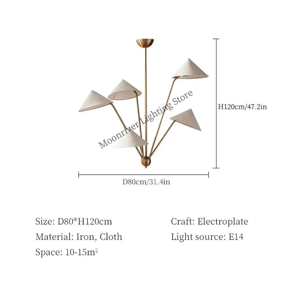 Chic Japansese Mid-Century Modern Ceiling Pendant featuring iron and cloth materials with sleek design.