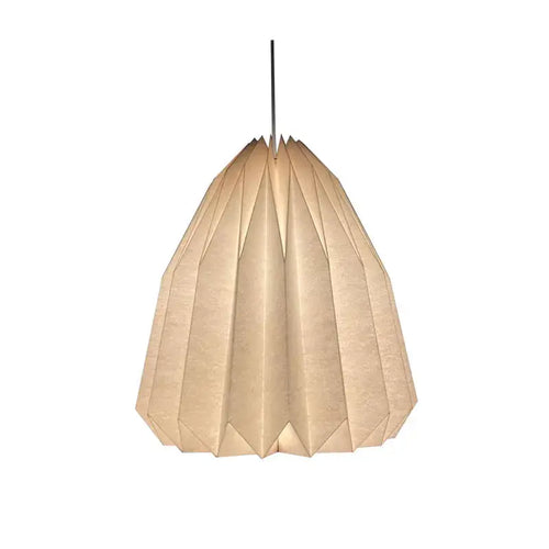 Elegant Origami-Inspired Paper Lantern hanging lamp crafted with intricately folded paper in warm tones.