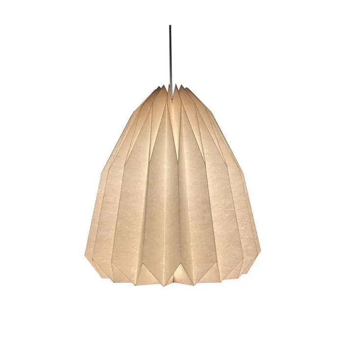 Elegant Origami-Inspired Paper Lantern hanging lamp crafted with intricately folded paper in warm tones.
