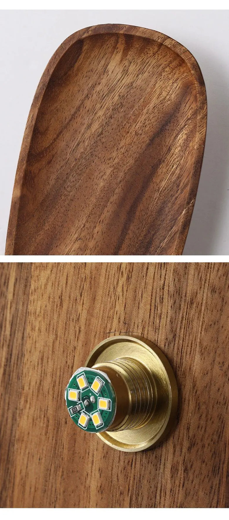 Applique murale en bois naturel et vitrail