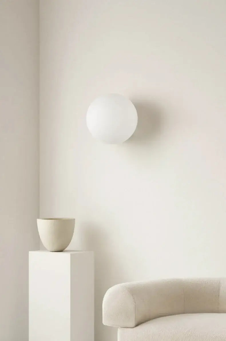 Concealed Base Milky White Round Ball