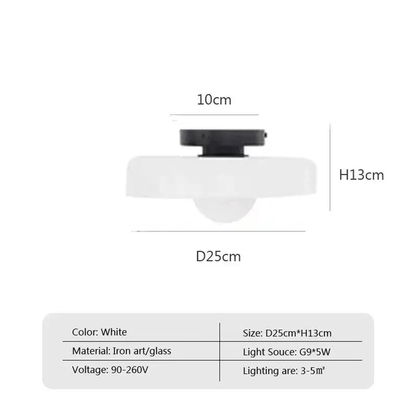 Retro Glass Disc Ceiling Light – Colourful Nordic Flush Mount Fixture for Hallways and Bedrooms dimensions and specifications