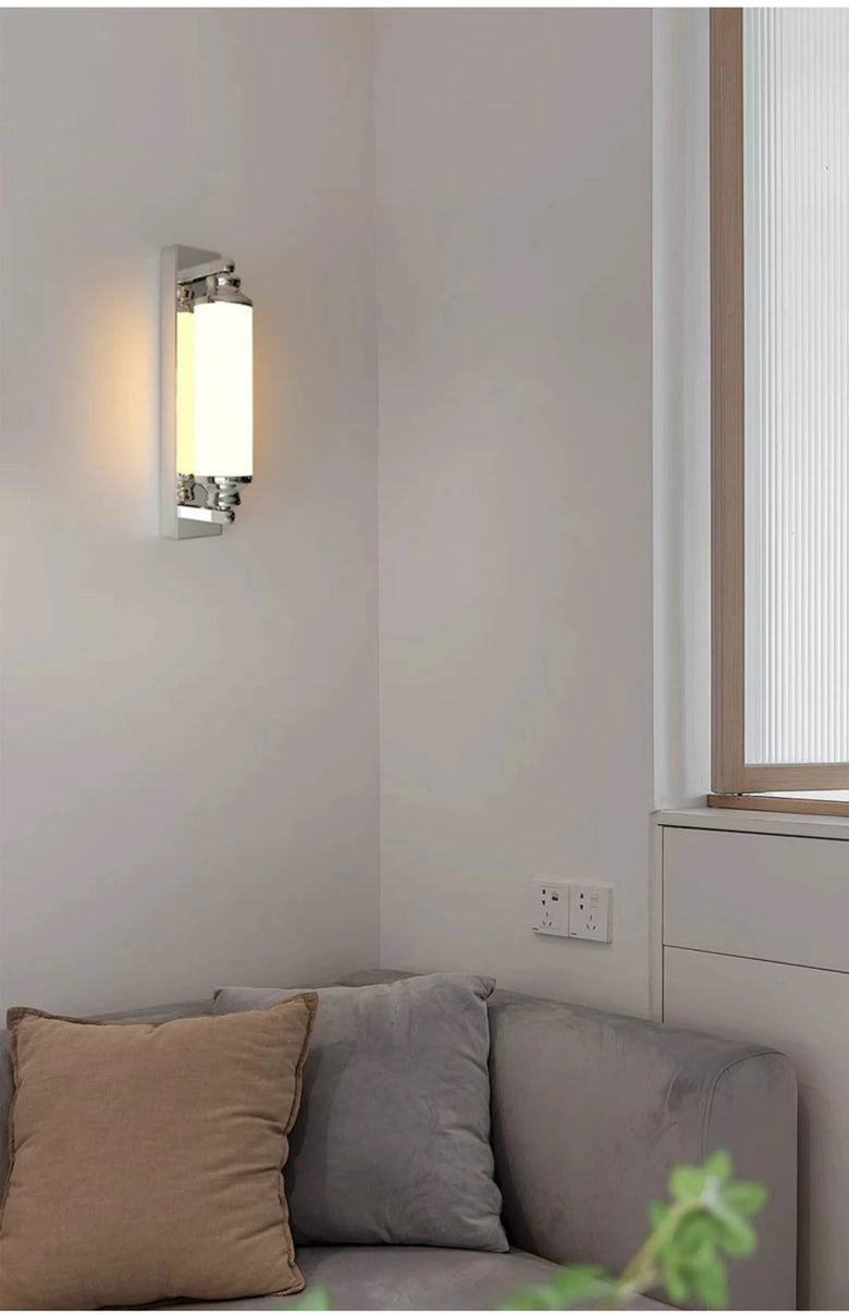 Steel & Glass Modern Wall Light 30cm