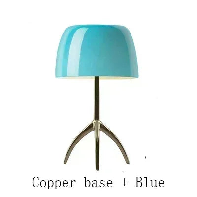 Mid-Century Chrome Tripod Table Lamp with Glossy Dome Shade