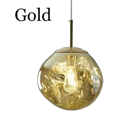 Nordic Lava Pendant Light in gold finish with a unique bubble design and warm illumination.