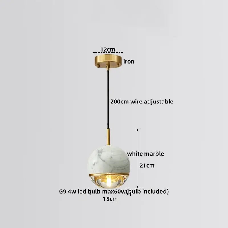 Art Deco Marble And Polished Copper Pendant Lights