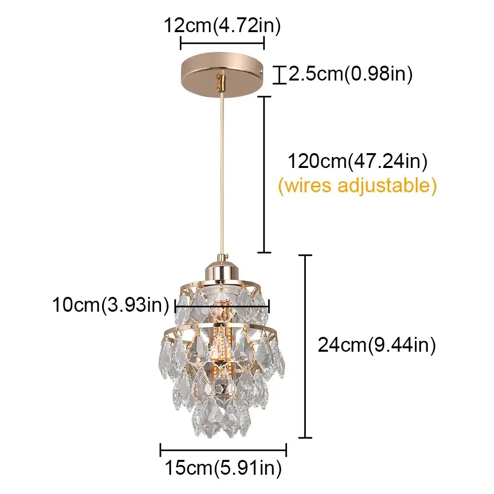 Gold K9 Crystal Mini Pendant Light – Modern Glam, 120cm Wire