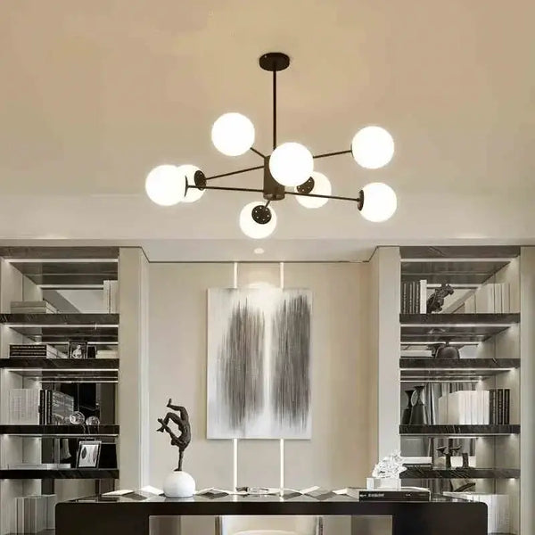 Elegant Mid-Century Modern Pendant Light – Perfect for Hotel Lobbies and Dining Rooms in stylish interior setting.