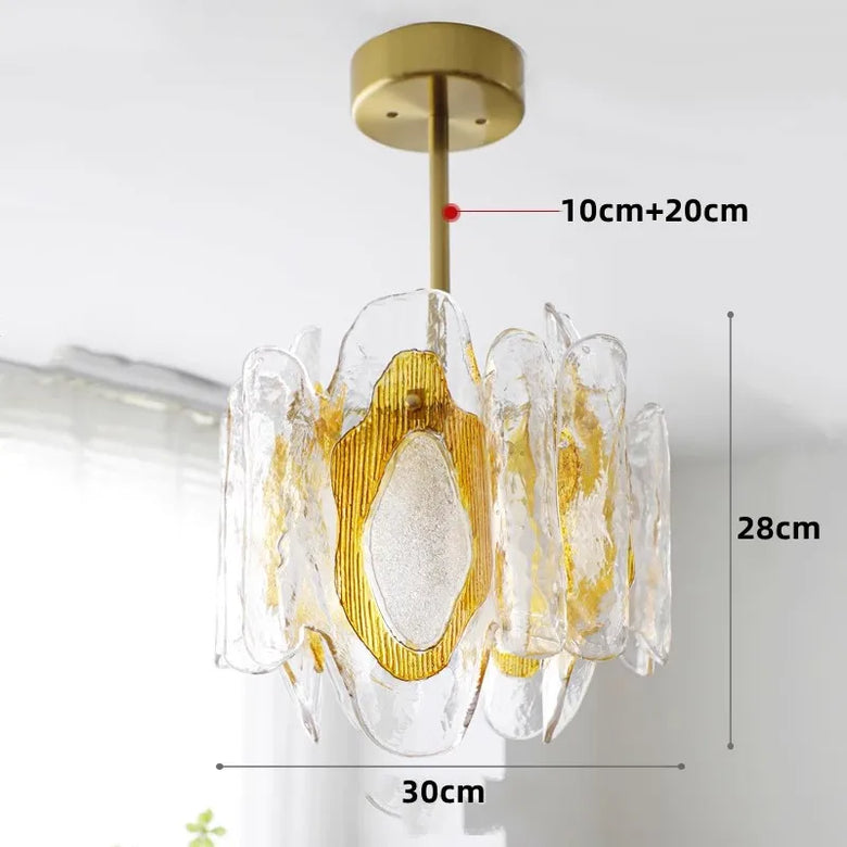 Vintage Amber Glass Chandelier – Russet Stained Glass Ceiling Light