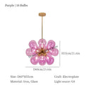 Glorious Tinted Glass Bubble Chandelier in purple with 18 bulbs, showcasing electroplated iron and glass material.