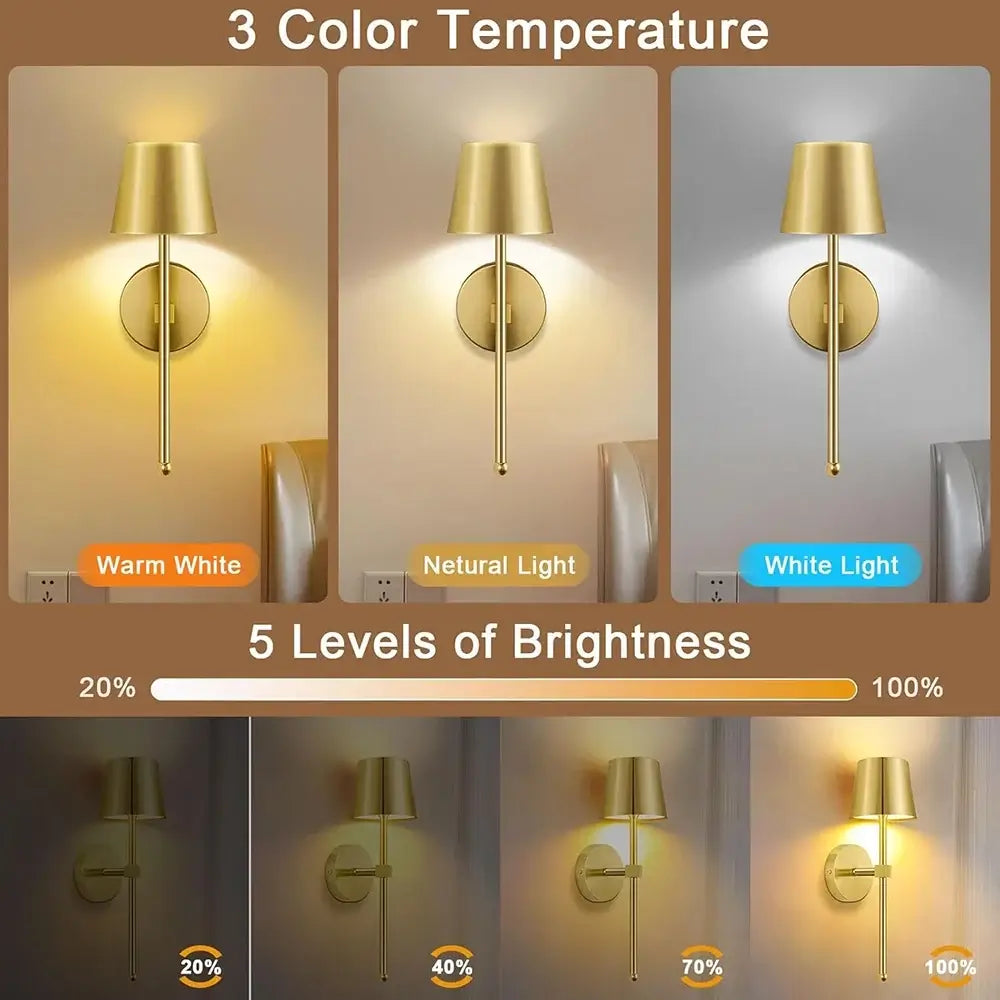 Classic Cordless Wall Sconces, Set of 2 – Rechargeable, Remote