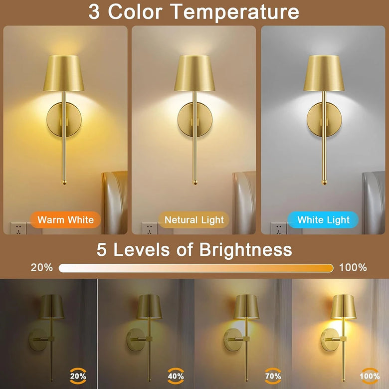 Classic Cordless Wall Sconces, Set of 2 – Rechargeable, Remote