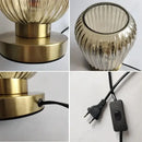 Modern Nordic Glass Table Lighting Fixtures with elegant glass design and durable iron base, featuring a switch and plug.
