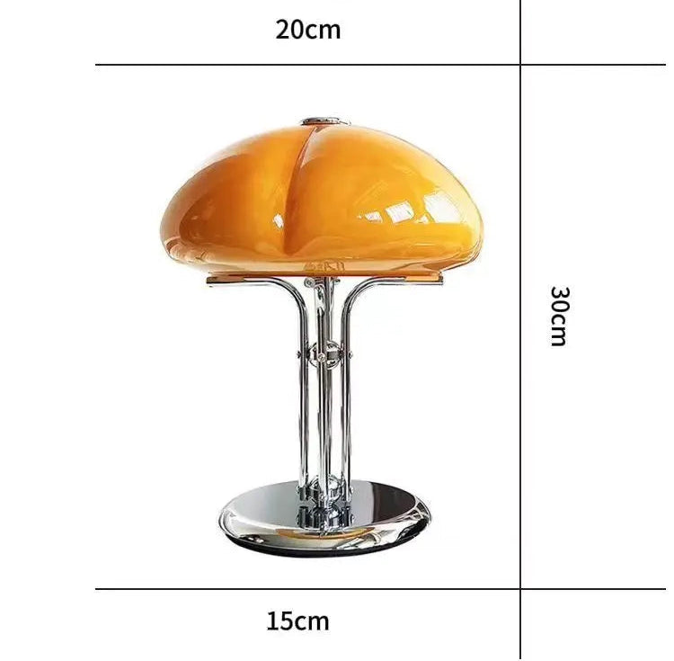 Orange Pumpkin Table Lamp with dimensions on a white background