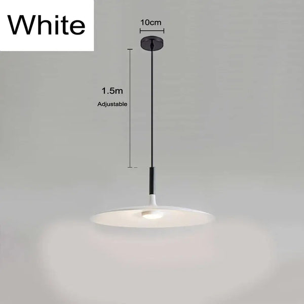 Sleek, Modern Led Pendant Lamps in white with adjustable height, ideal for contemporary interiors.