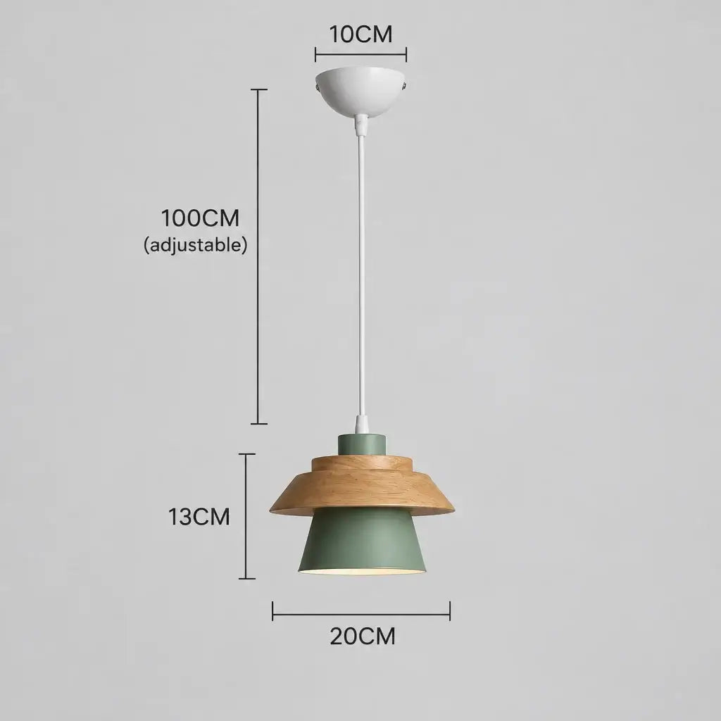 Scandinavian Macaron Wood Pendant Light – Colourful E27 Cord Pendant