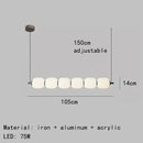 Nordic Art Deco Linear LED Pendant Light – Sculptural Acrylic & Iron Chandelier dimensions: 150cm adjustable, 105cm length, 75W LED.