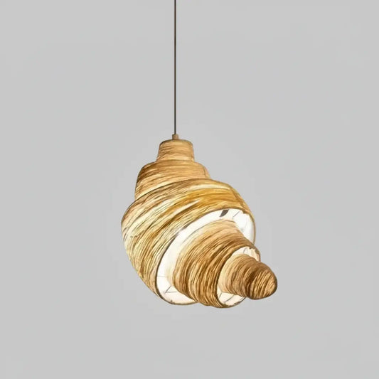 hero Wooden pendant light with a wavy design on a white background