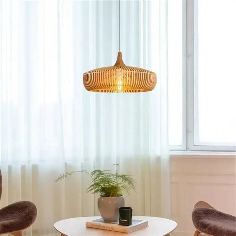 Vintage Wooden Pendant Light - Nordic Birdcage Design