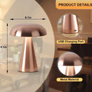 Touch Dimming Rechargeable USB Metallic Table Lamp with USB charging port and sleek metal design.