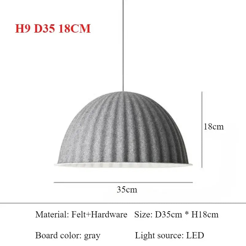 Italian Designer Felt Pendant Light – Sculptural Dome Lamp