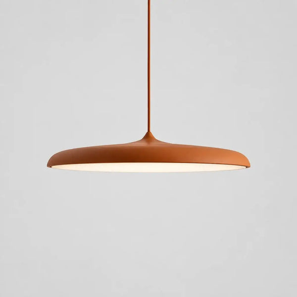 Hero Orange pendant light with dimensions on a white background