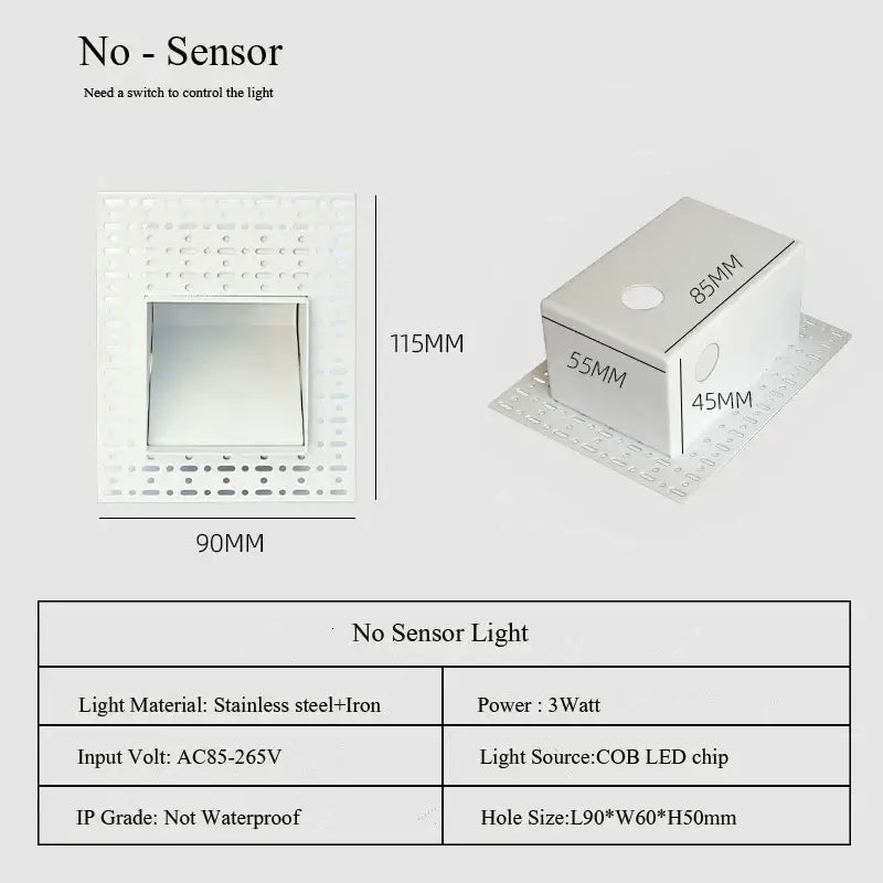 Recessed Staircase Wall Lamp - PIR Motion Sensor