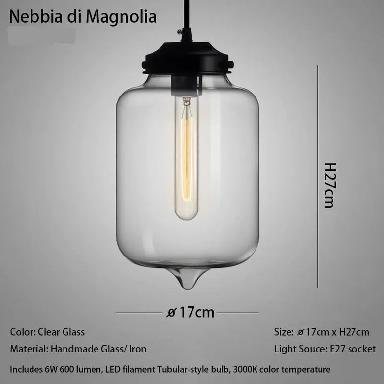 Nordic Mouth-Blown Glass with LED Filament Pendant Light