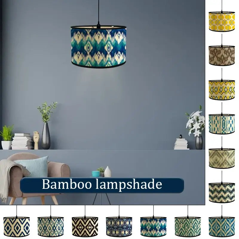 African Geometric Lamp Shade - Bamboo Drum