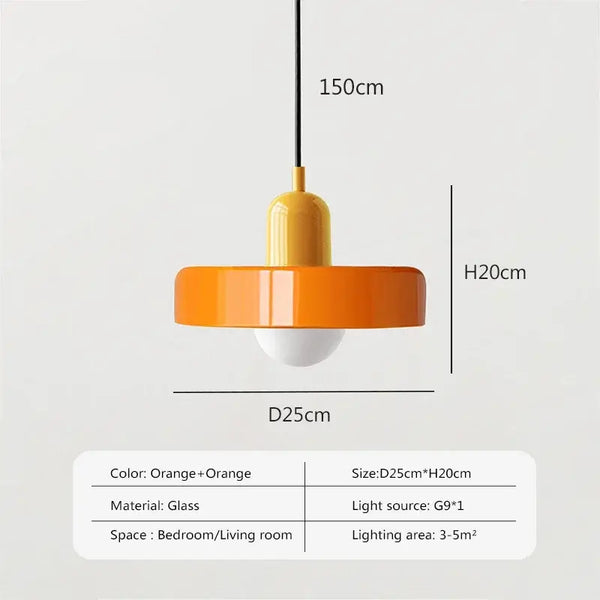 Italian Glass 70s Pendant Lights | Vintage Elegance | Shop Now! - Orange glass lamp with yellow accents