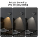 USB Recharge Wall Mounted Spotlight showcasing tricolor dimming with warm, natural, and white light settings.