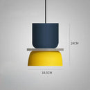 Customizable Modern Pendant Lights in blue and yellow with dimensions 18.5CM x 24CM, showcasing a unique design.