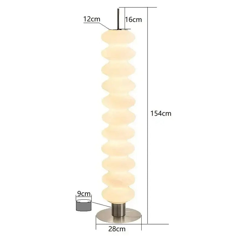 Danish Gourd Sculptural Floor Lamp – Nordic White Acrylic LED Lamp with dimensions 154cm height and 28cm base.