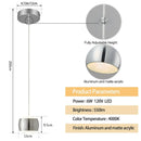 French Nouvelle Vague Pendant Light adjustable height with aluminum and matte acrylic finish specifications.
