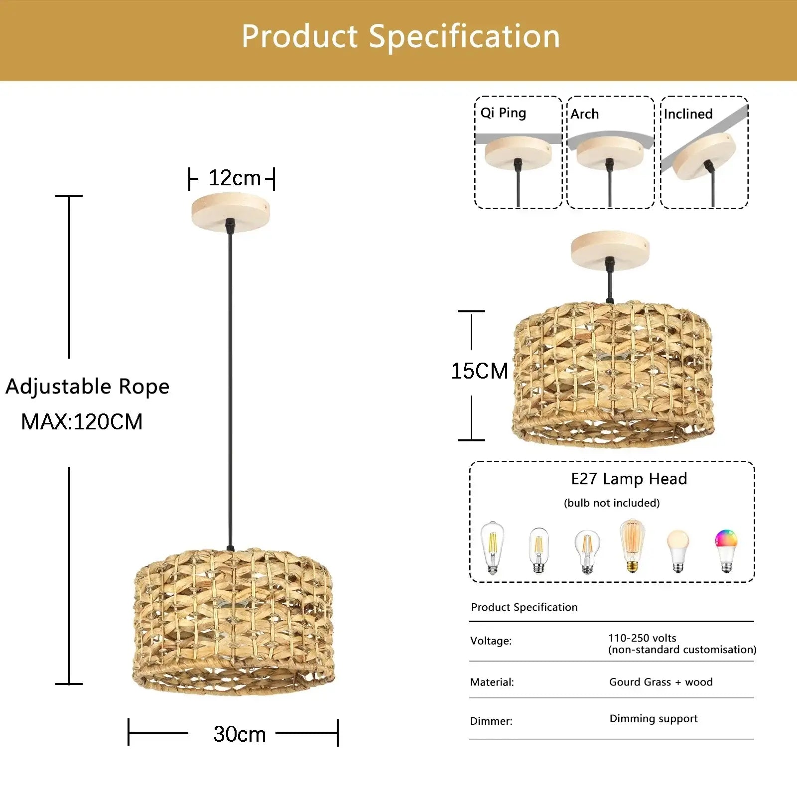 Handwoven Bamboo Pendant Shade – Rustic Charm