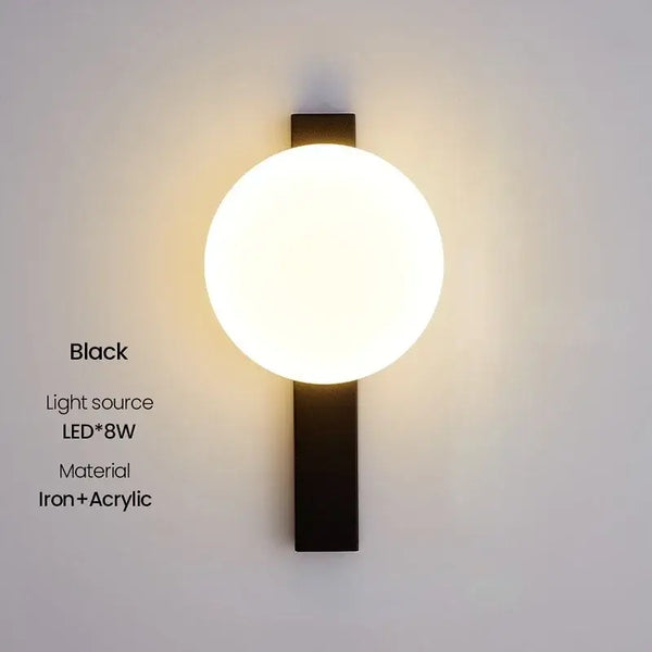 Decorative Lighting Fixture With Milk White Glass Sphere showcasing a sleek black wall mount and elegant milk white sphere.