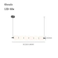 Diffused Strip Pendant Light in White with six heads, modern minimalist ceiling light design.