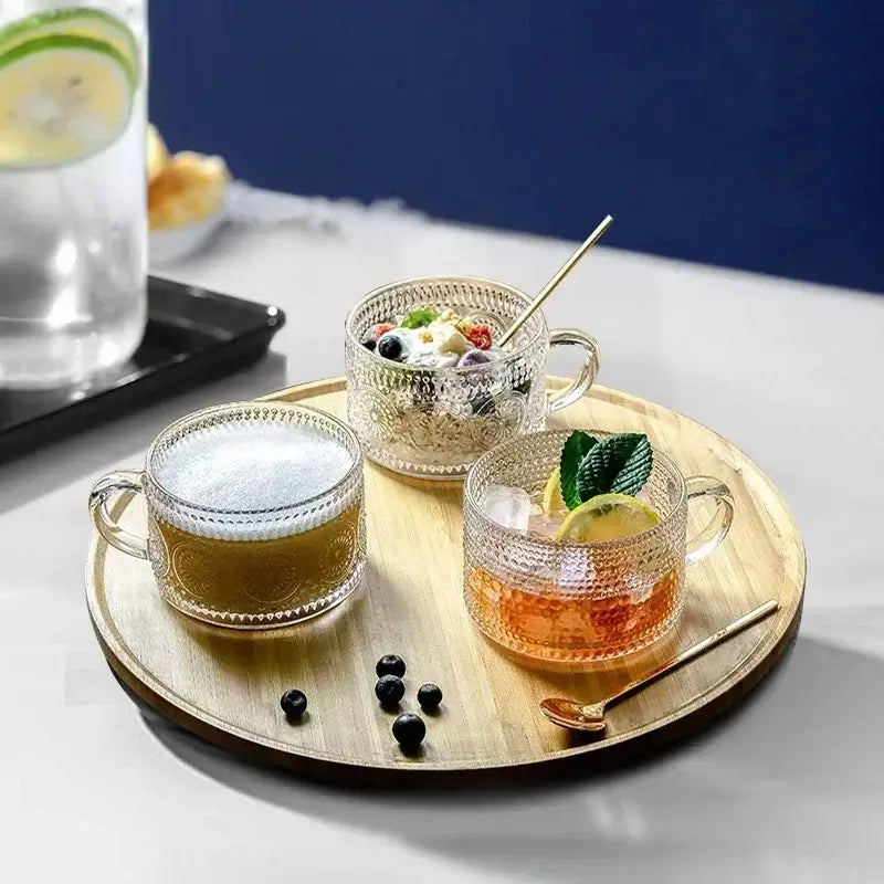 Pretty Vintage Embossed Glass Coffee Cup