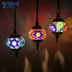 Turkish Mosaic Pendant Light – Handmade LED Chandelier with Rich Ethnic Charm
