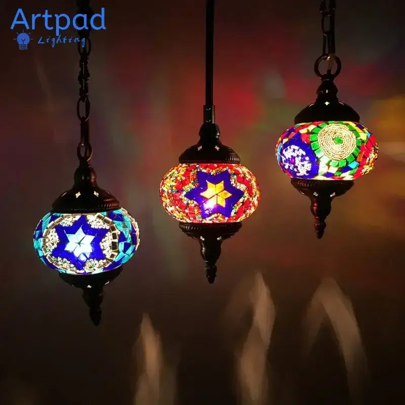 Turkish Mosaic Pendant Light – Handmade LED Chandelier with Rich Ethnic Charm