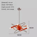 60s Red Sputnik Chandelier in retro orange finish, featuring a bold design and crafted from durable iron.