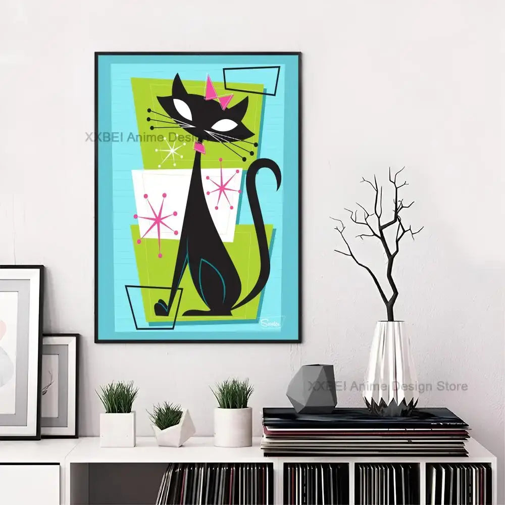 Space Age Atomic Cat Premium Canvas Poster