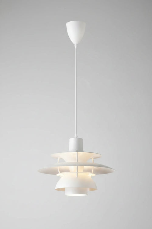 White pendant lamp on a light grey background