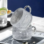 Pretty Vintage Embossed Glass Coffee Cup