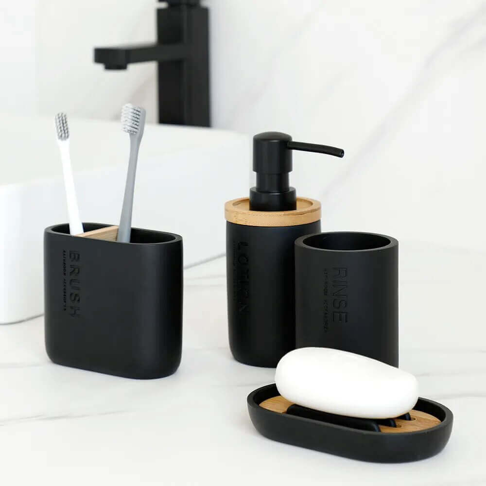 Elegant Designer Bathroom Accessories Set – Sleek & Modern Black or White