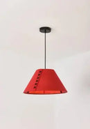 Modern Felt Pendant Lamp – Playful Stitch-Detail Chandelier for Dining Rooms, Bedrooms & Hotels in red fabric.